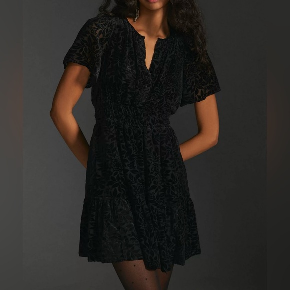 Anthropologie The Somerset Velvet Mini Dres - Picture 1 of 9